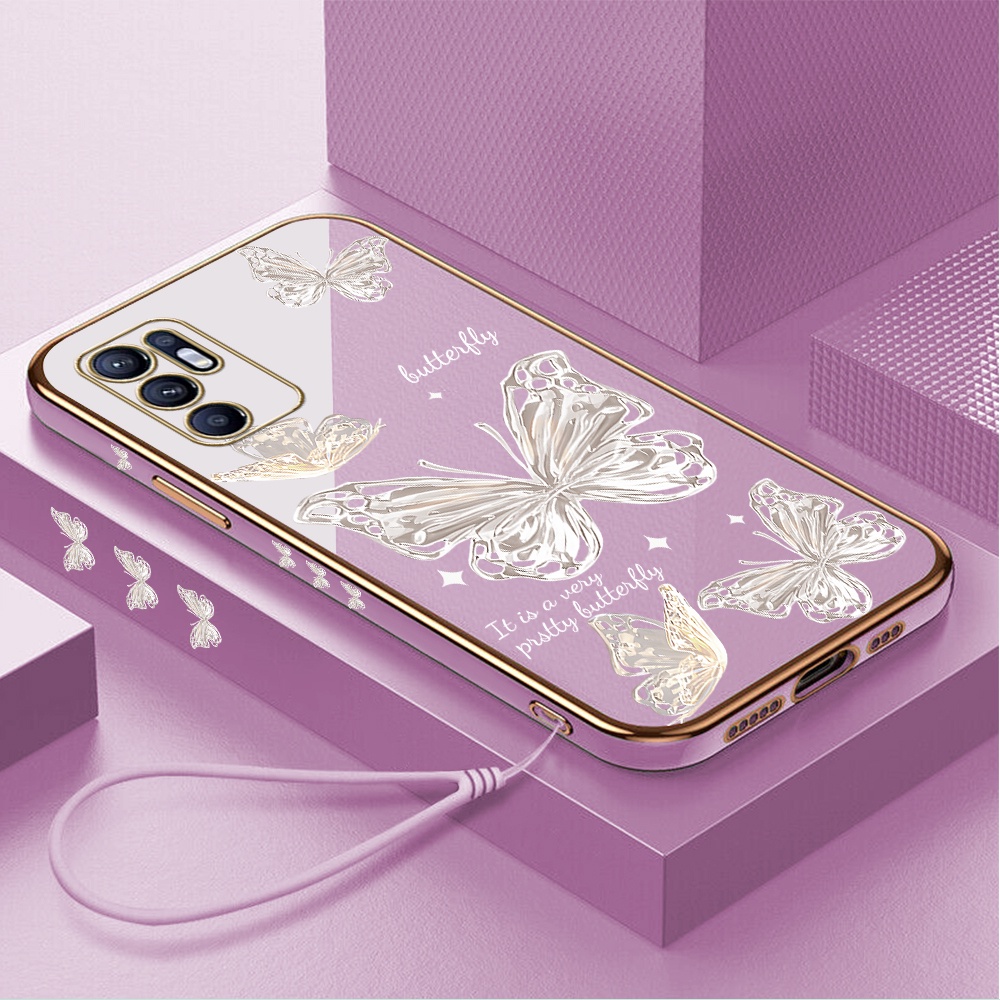 Casing Hp Untuk OPPO Reno 6 Silikon Softcase Handphone Light Luxury Diamond Butterfly Soft Kesing Co