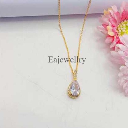 Kalung Permata 2 Model Eajewellry Berlapis Emas 24 Karat Asli Perempuan
