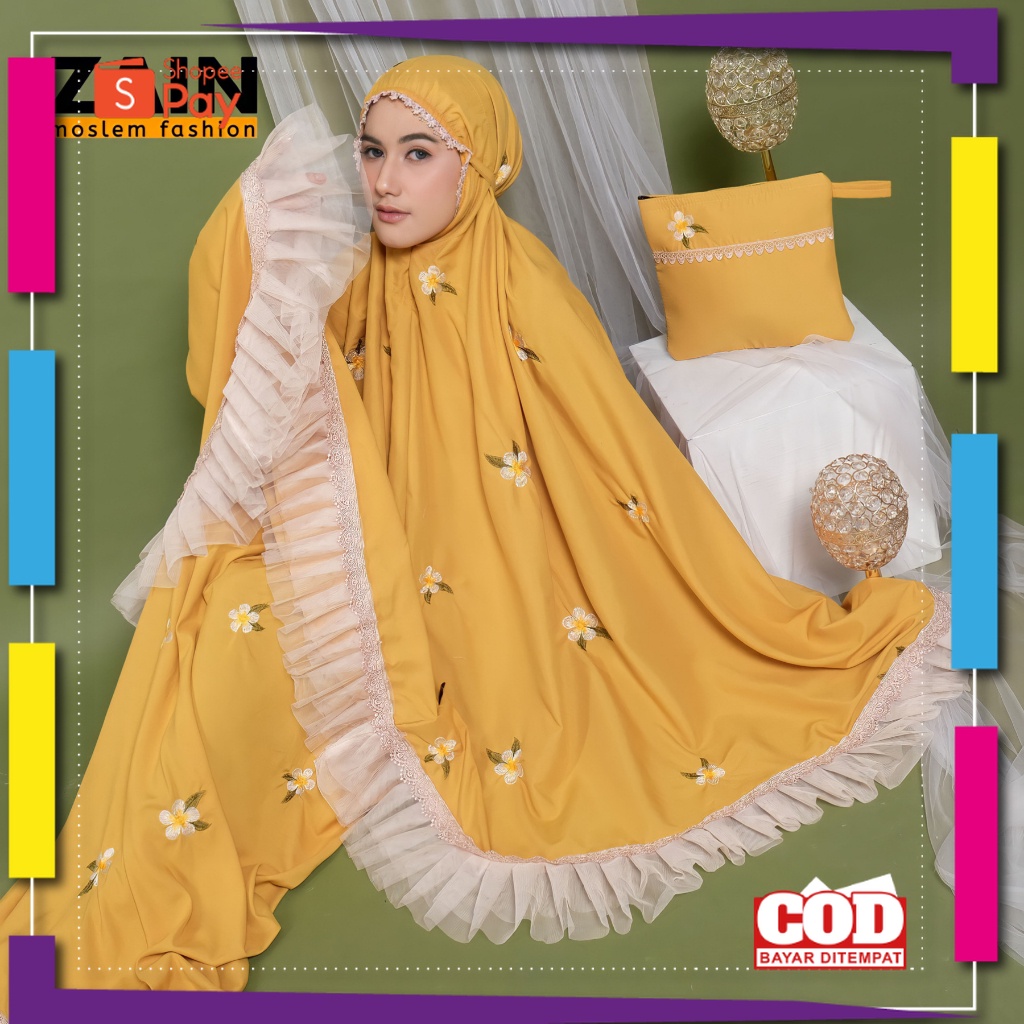RAMADHAN SALE // ZAIN - Mukena Dewasa Katun Premium Bordir Bunga Matahari Series Zain