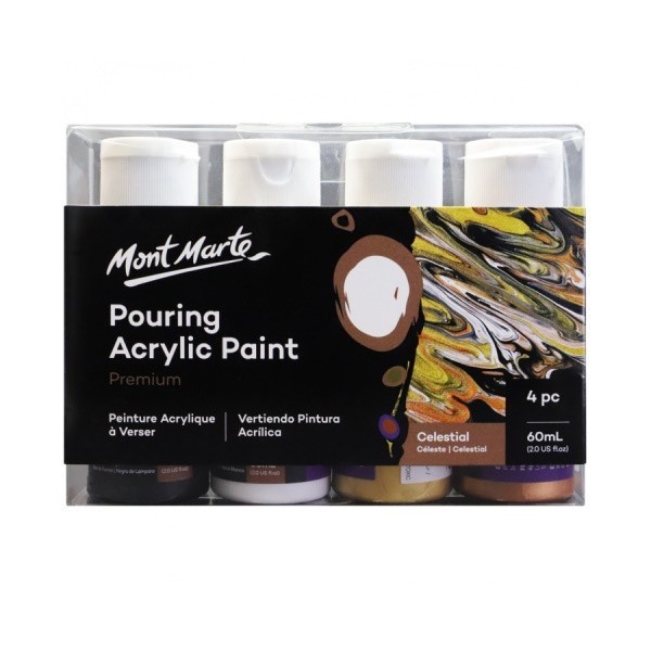 

Mont Marte Premium Pouring Acrylic Paint 60ml 4pc Set CELESTIAL - Cat Akrilik Pouring