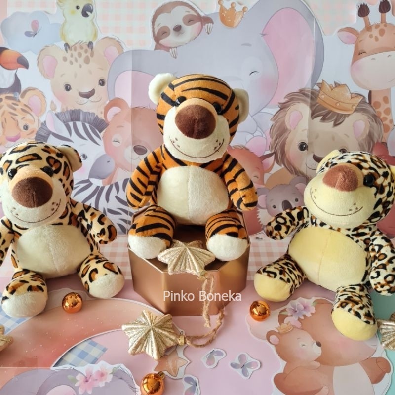 Boneka Animal NICI Sitting Tiger Leopard Cheetah Halus Lembut