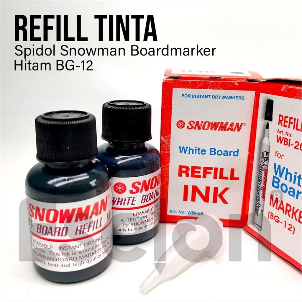 

[ES.JKT] Refill Tinta Spidol Snowman WBI-20 / Whiteboard Marker BG-12 BISA HAPUS / isi ulang tinta Snowman WBI-20