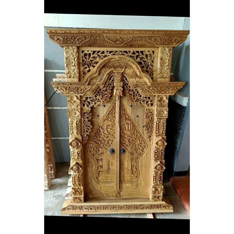 Jendela Gebyok Jawa Kayu Jati Ukir Jepara Motif Ukir Kelir Wayang