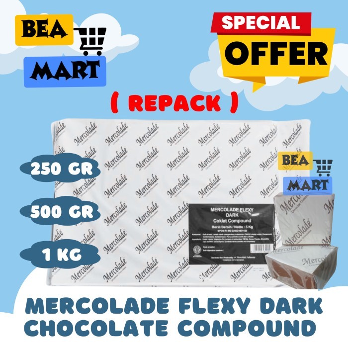 

Mercolade Flexy Dark Chocolate Compound 250gr 500gr 1kg | Coklat Blok Cokelat Batangan Flexi Repack 250 500 gr 1 kg