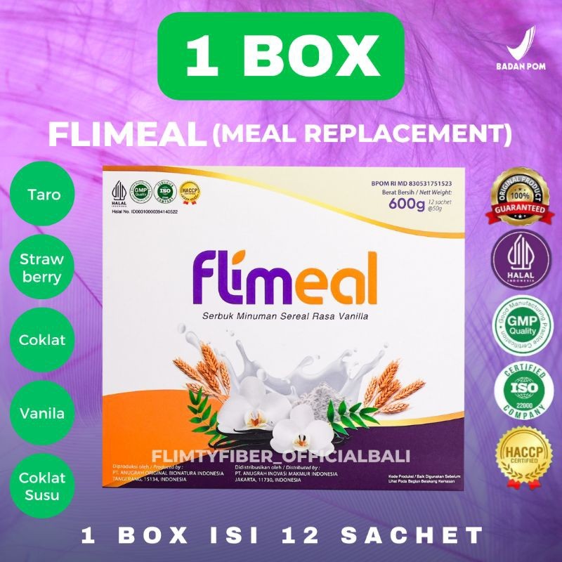 

Flimeal Meal Replacement rasa Coklat / Coklat Susu / Strawberry / Vanilla / Taro - 1Box isi 12sachet