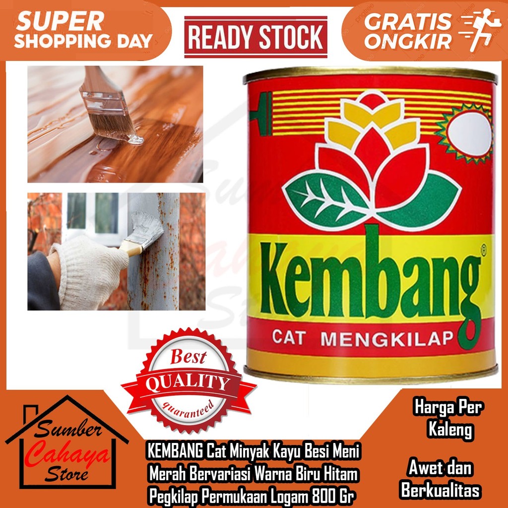 Kembang Cat Minyak Kayu Besi Meni Merah Bervariasi Warna Biru Hitam Coklat Hijau Dempul Wood Pegkila