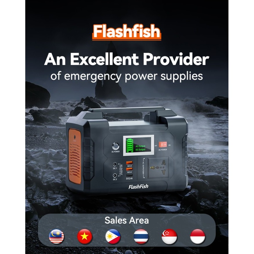 Flashfish E200 Portae Power Station Power Daya Berkemah Bank Batera