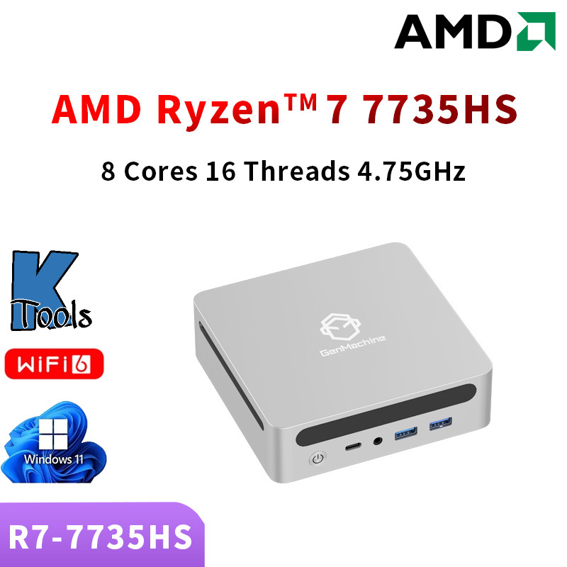 KTOOLS New AMD R5 6600H 16G 4800Mhz AMD R7 7735HS 32G 6400Mhz Mini PC Win11 WiFi 6 Gaming PC DDR5 64