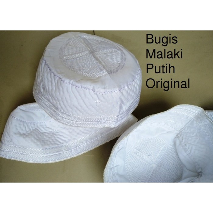[Terlaris] Peci Haji Kopiah Putih Songkok Bugis Madinah Malaki Import Original A - 23"/ 58cm