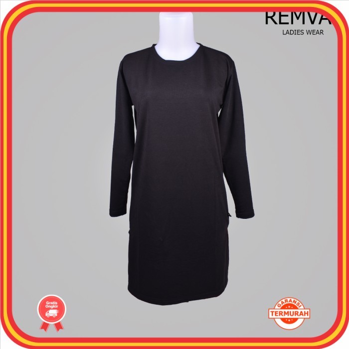 Tunik Cantik Baru Murah Wanita Baju Lebaran Kekinian /Remval Kaos Tunik Wanita Round Neck Lengan Pan