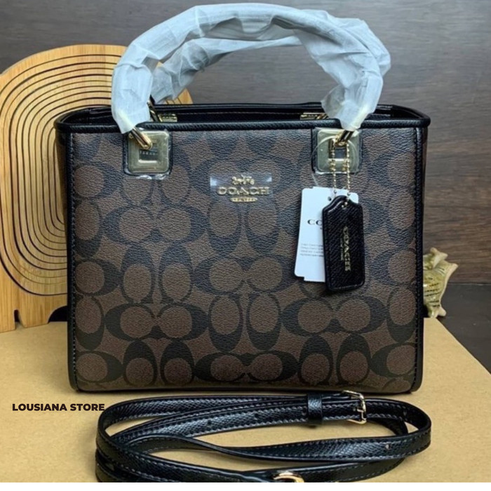 Ċöāĉħ Square bag Latest Diana Signature Canvas Dark Brown