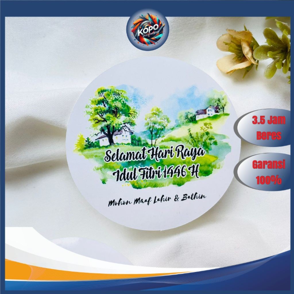 

KOPO 2-4 Cetak Sticker Label Bulat Idul Fitri Stiker Lebaran Toples Label Kue