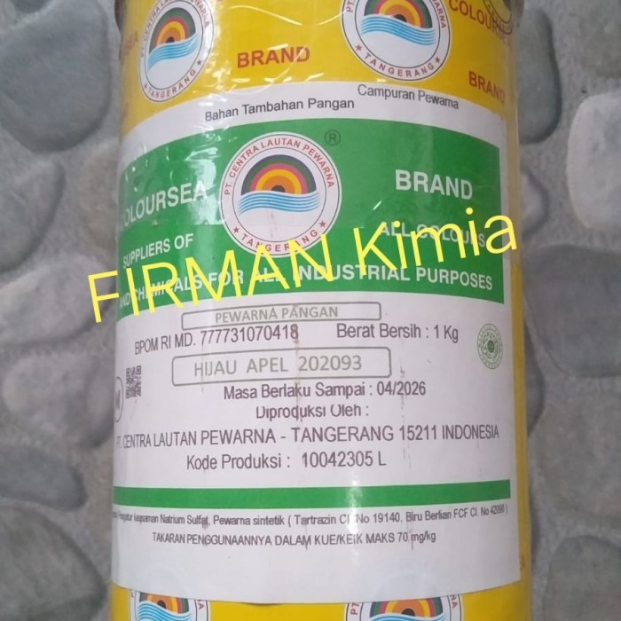 

Pewarna makanan berat 1 kg hijau apel-202093 coloursea