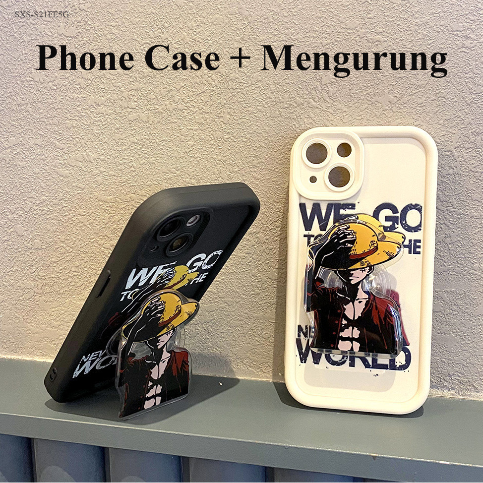 FavorCase  Samsung Galaxy A06 S24 S21 S20 FE 5G Soft Case Luffy One Piece Anime Holder Pop Socket Ca