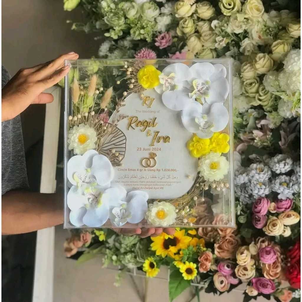 Mahar Uang Pernikahan Transparan / Frame Mahar Double Akrilik Ukuran A4 / Pigura Mahar Pernikahan Pl