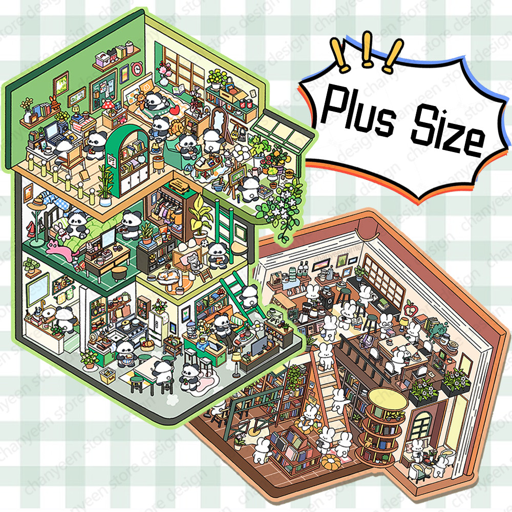 

Plus Size More Fun 3D Landscape Sticker Funney Cabin Scene DIY Sticker Stacking Pasting Festival Birthday Gift for Kid Child