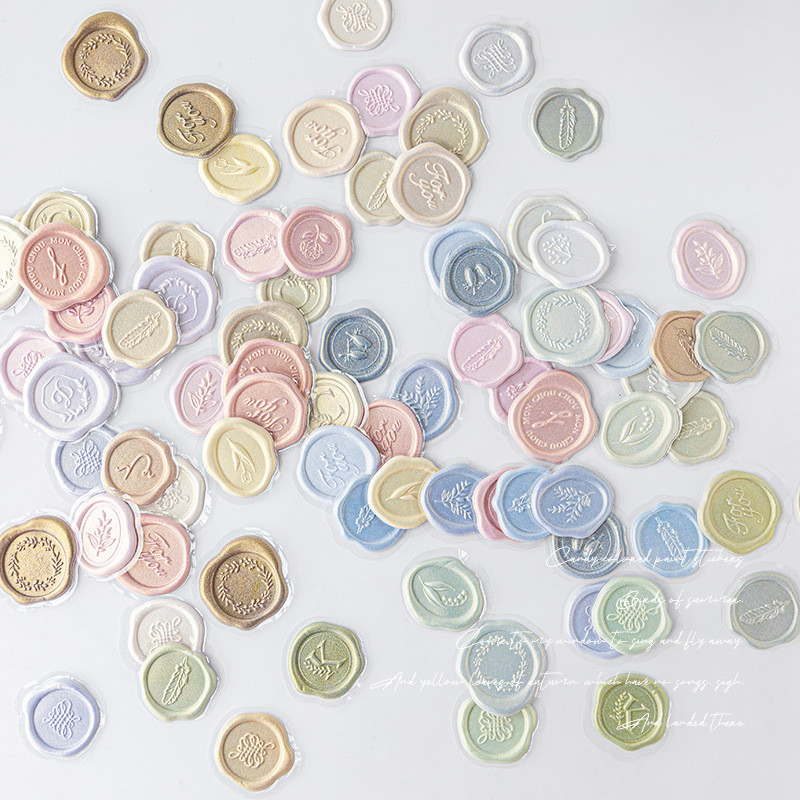 

18pcs Vintage Wax Seal Stamp Stickers DIY Scrapbooking Journal Planner Decorations Korean Stationery Envelope Sealing Tags