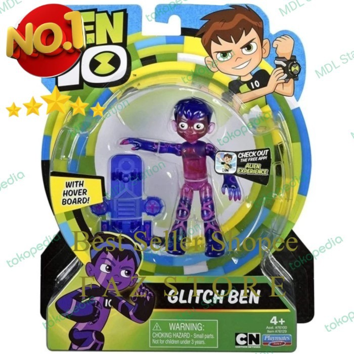 Playmates Cartoon Network Ben 10 Figure  Glitch Ben with Hover Board Toy FAZ Store