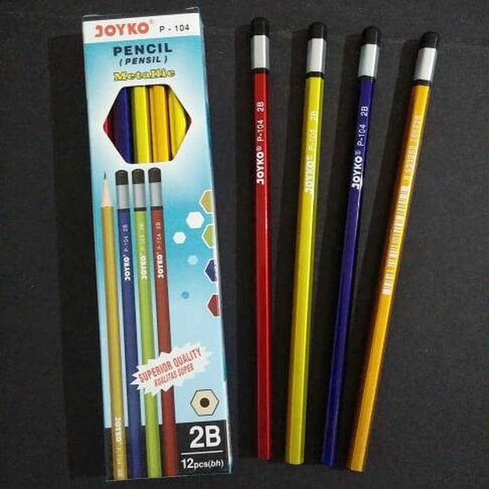 

Joyko P-104 Pencil METALLIC 2B Ujung Penghapus 4 Warna lusinan SHSNP