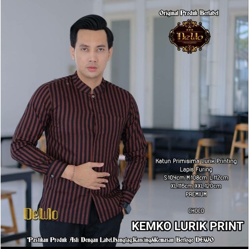 LURIK Kemeja Sorjan Lurik Batik Pria Lengan Panjang Lapis Furing Katun Halus Premium