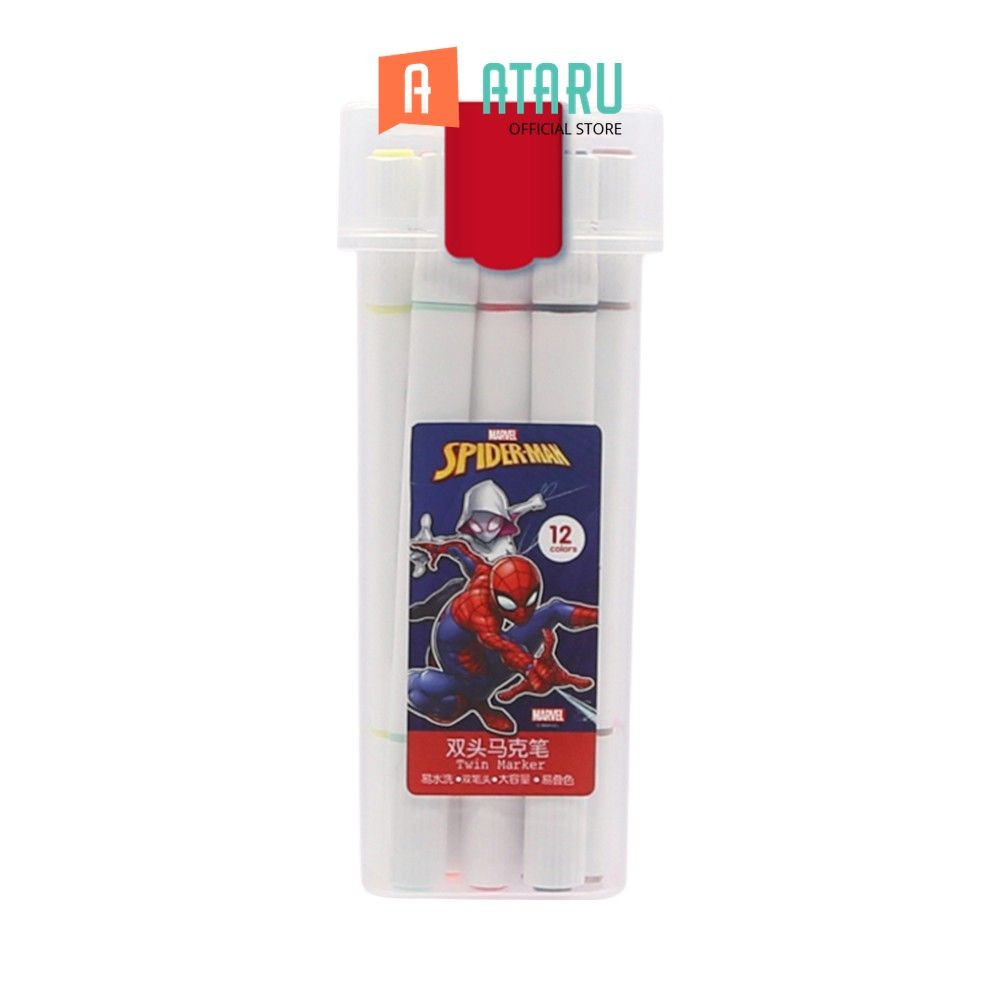 Ataru Set 12 Pcs Spidol Spiderman Alat Tulis Warna Warni Spidol Warna Spidol Mewarnai Perlengkapan G