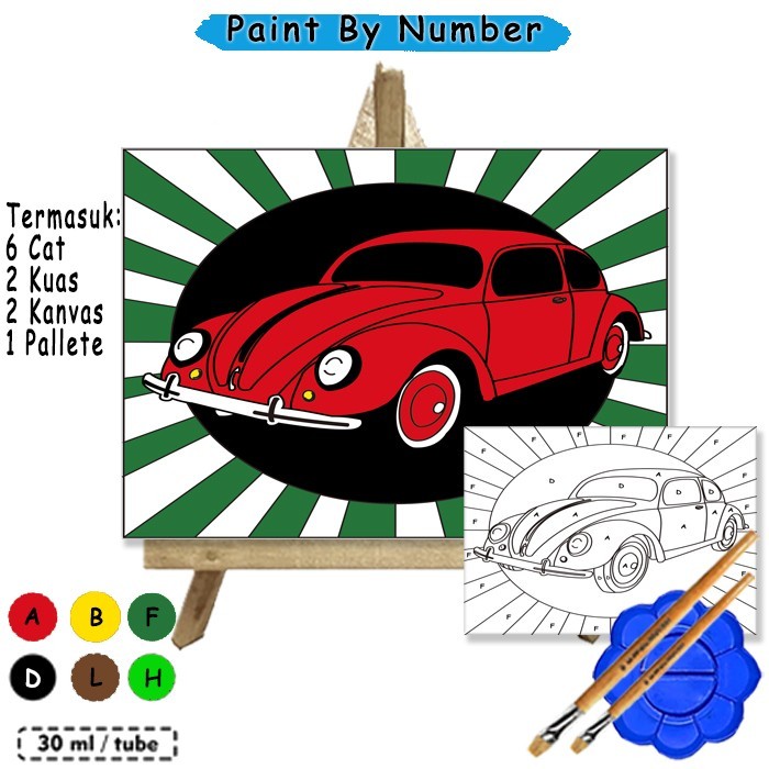 

Kanvas Lukis Mobil Retro Merah Paint By Number 20x30 cm