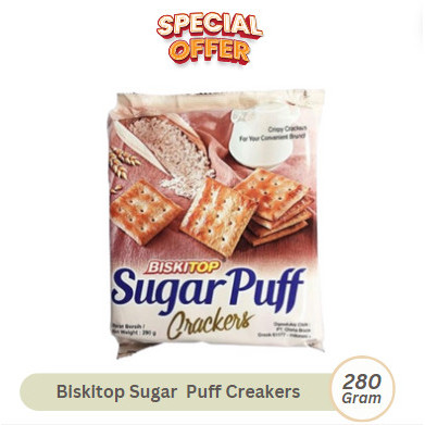 

Biskitop Sugar Puff Crackers Manis Malkist Gabin Snack 280 gr