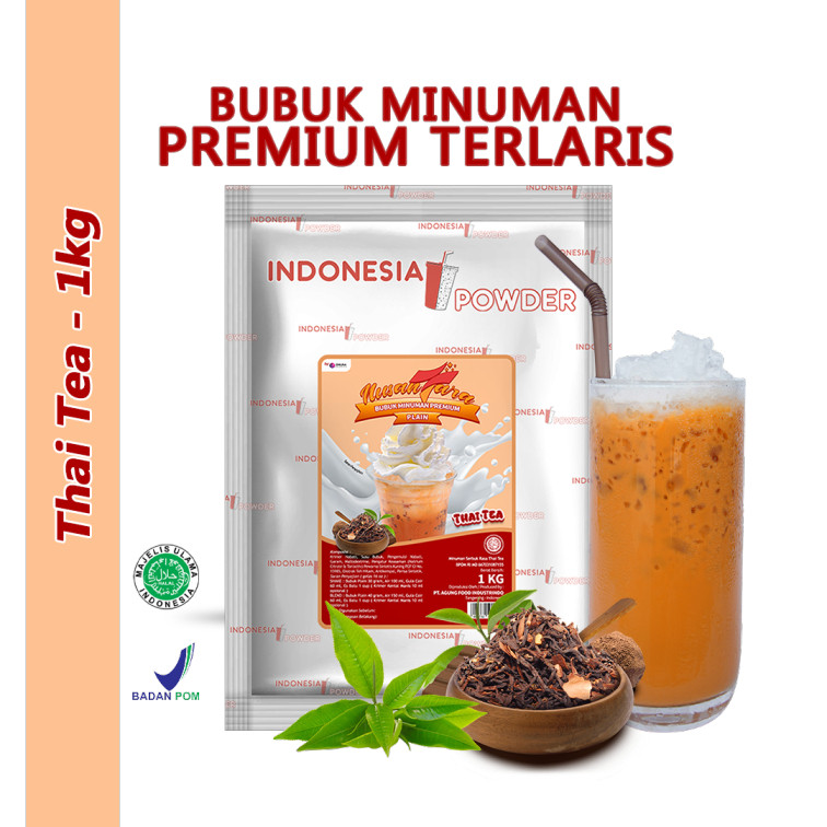 

Thai Tea Premium Plain 1Kg / Nusantara Powder / Tanpa Gula 1Kg