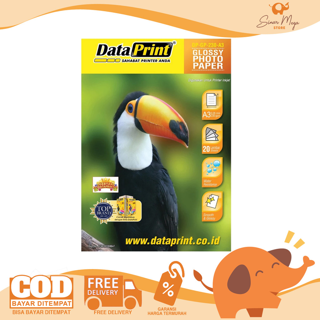 

Dataprint Glossy Photo Paper A3 230 gr - Kertas Foto Mengkilap Besar Isi 20 Lembar