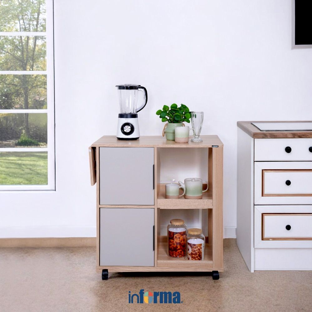 Informa Garlen Rak Troli Dapur - Abu-Abu Tempat Penyimpanan Multifungsi Storage Trolley Wheels Rack 