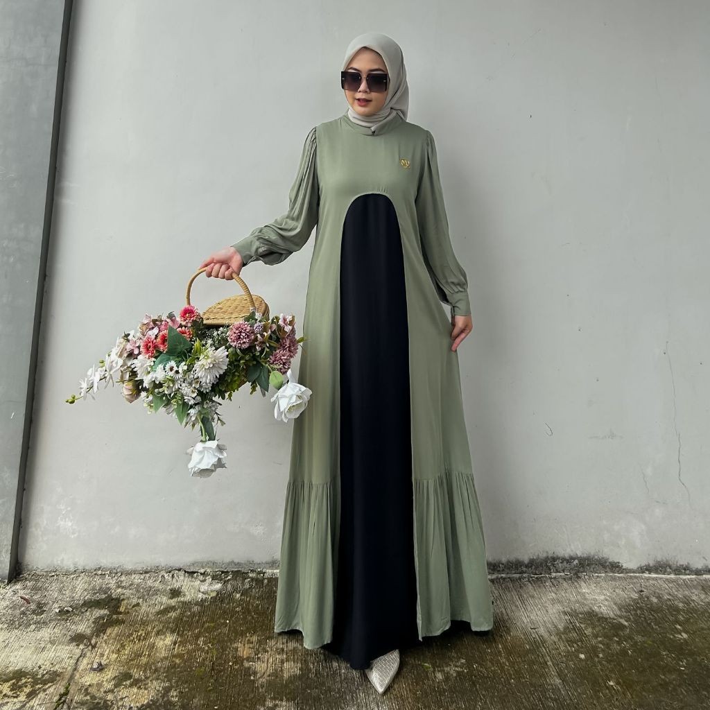 gh76jk Gamis Bahan Ceruty Baby Doll Gamis Lebaran Model Terbaru Dress Kondangan Wanita Cantik Elegan