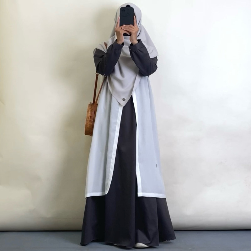 hn63ed Elmina Naura Outer Vest Tanpa Lengan Pastel Terbaru 2025 Minimalis Polos Raya Collection Simp