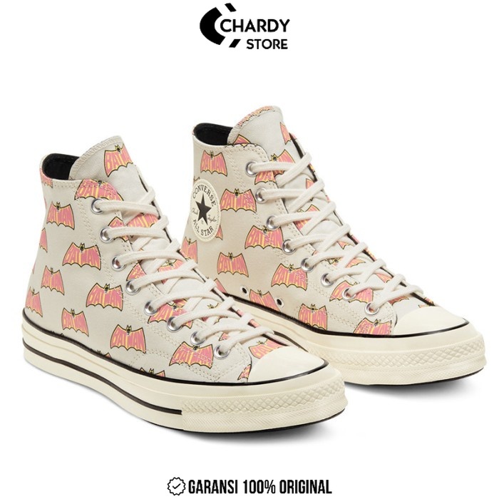 Sepatu Sneakers Pria CONVERSE Chuck 70 High X BATMAN Cream Pink Original 167318C