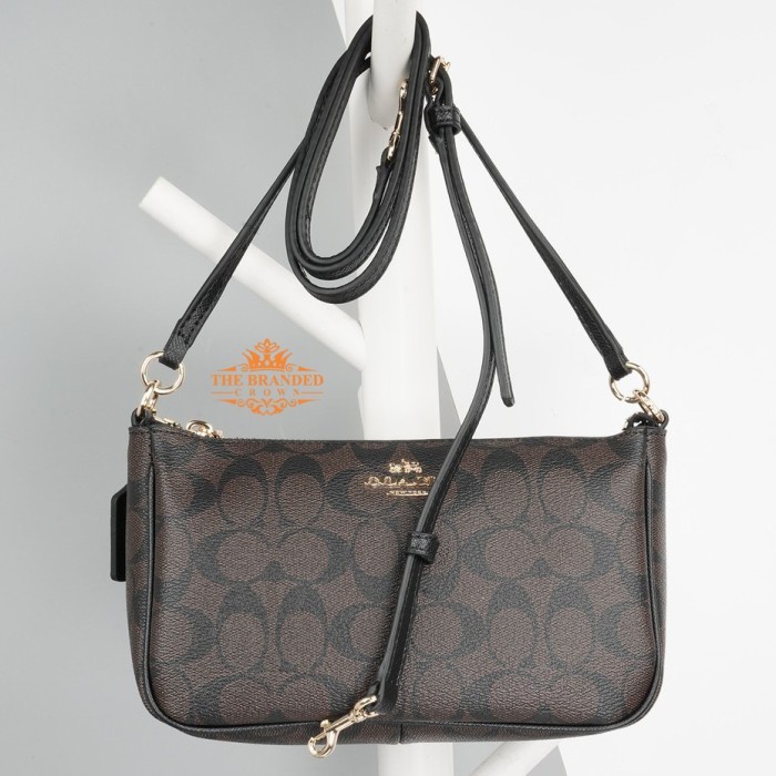 VS Tas Coach *58321* Signature Top Handle Pouch Mahogany Vvs