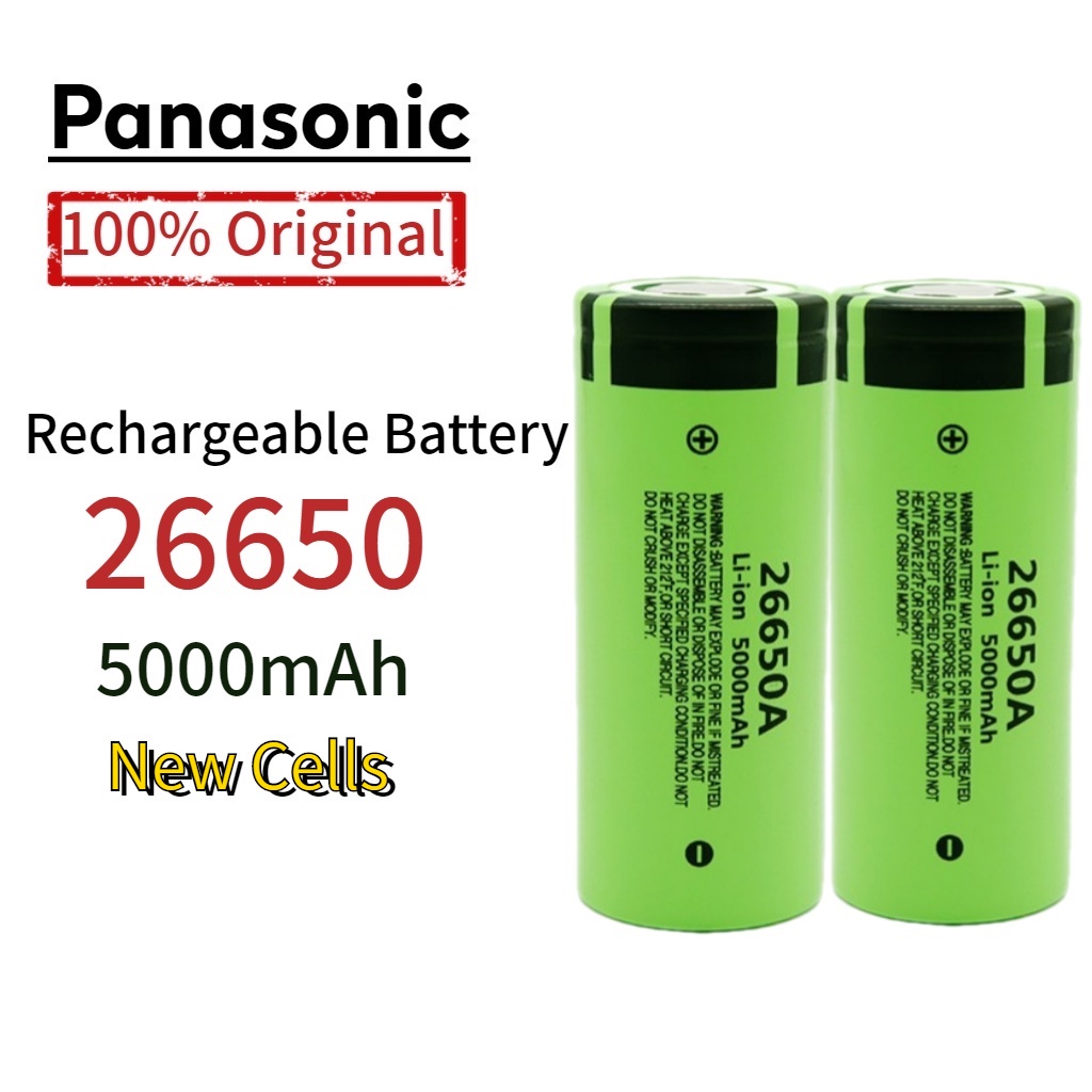 Panasonic 26650 baterai isi ulang 3.7V 5000mAh baterai lithium 5C untuk Batang Senter Cahaya Kuat