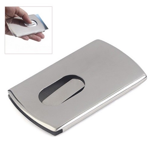 

[Promo]New Card Holder Tempat Kartu Nama Stainless slide - Perak