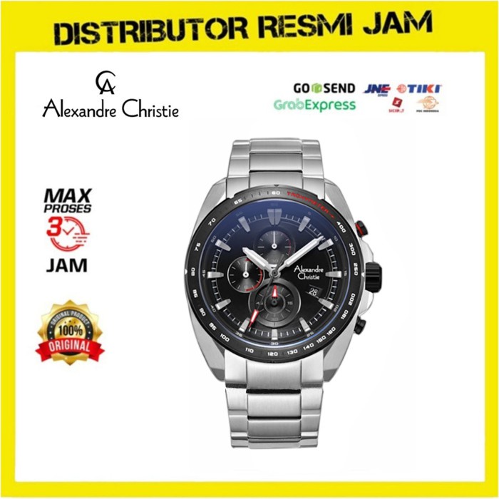 Jam Tangan Pria Alexandre Christie AC 6652 AC6652 Silver Black