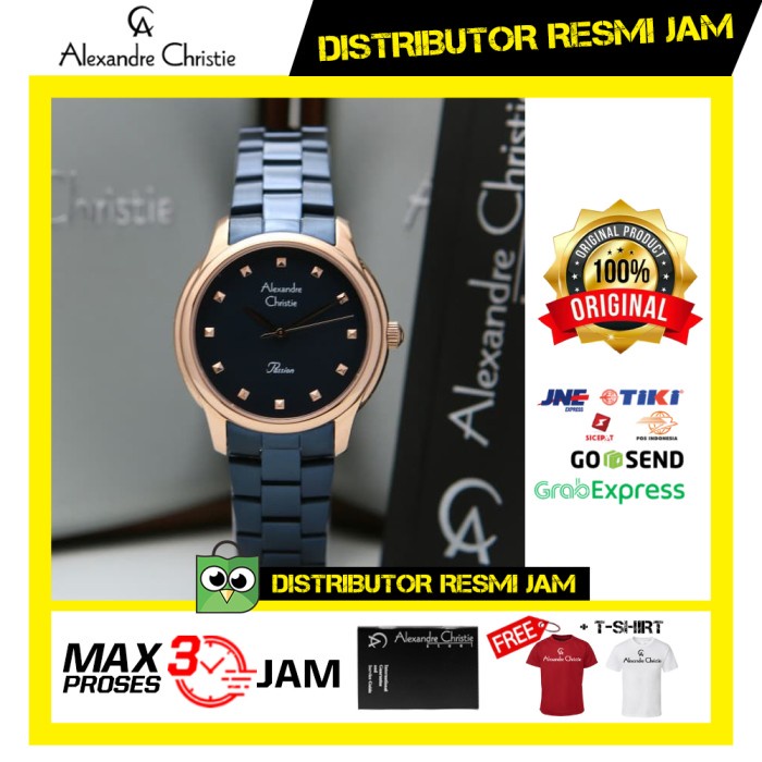 JAM WANITA ALEXANDRE CHRISTIE AC 2835 AC2835 ROSEGOLD BLUE ORIGINAL