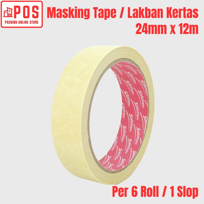 

6 Roll Lakban | Masking Tape / Lakban Kertas 1inch 24mmx12m | Solatape