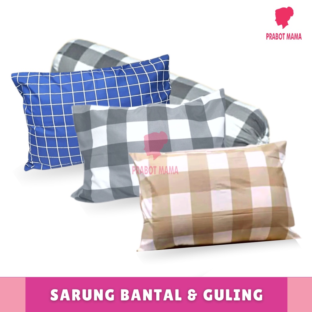 Sarung Bantal & Guling Kotak Kotak Motif Aesthetic / Sarung Bantal Tidur Kain Estetik