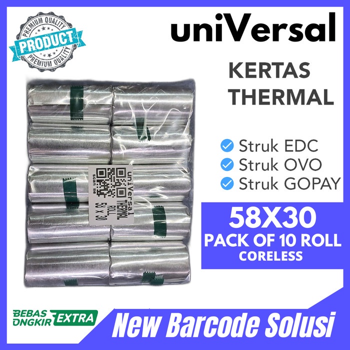 

KERTAS STRUK THERMAL | TERMAL 58X40 | 58 X 40 - TANPACORE 58X30 SS27