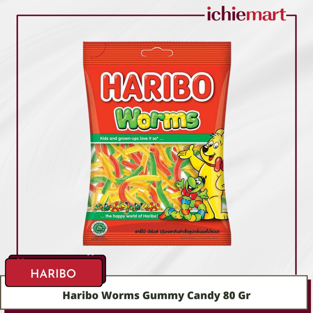 

Haribo Worms Gummy Candy Permen 80 g