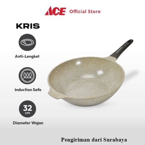 Krischef 32 Cm Wajan Cokelat Pan Wok Anti Lengket Non Stick Teflon Penggoreng Alat Masak Perlengkapa