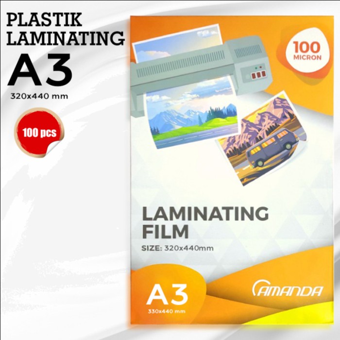 

Plastik Laminating Press A3 Amanda 100 micron size 320 x 440mm