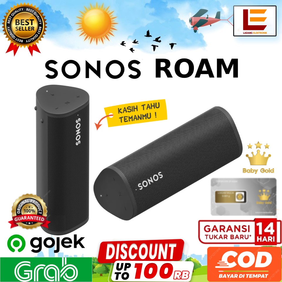 Sonos Roam Portable Smart Speaker with Bluetooth & Wifi - Black