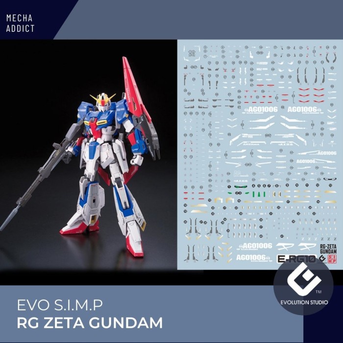Water Slide Decal RG ZETA GUNDAM by EVO SIMP - Fluorescent