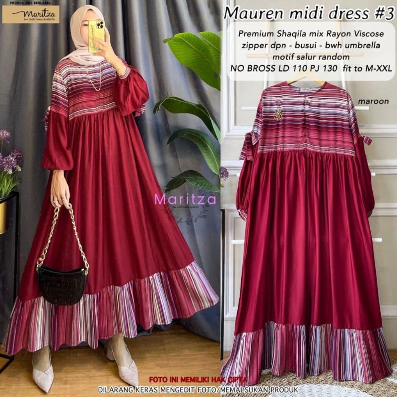 KOLEKSI BV MAUREN/BASIC DRESS/NANA DRESS/AKIYA MAXY/FAWNIA MIDI DRESS SALUR