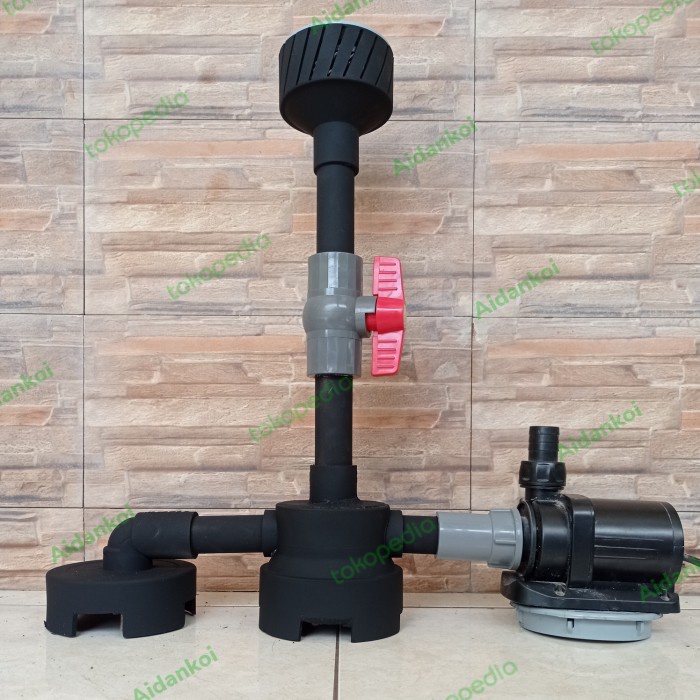 skimmer kolam koi putar+ vacuum drain kolam koi pipa 1 inchi - tanpa cat