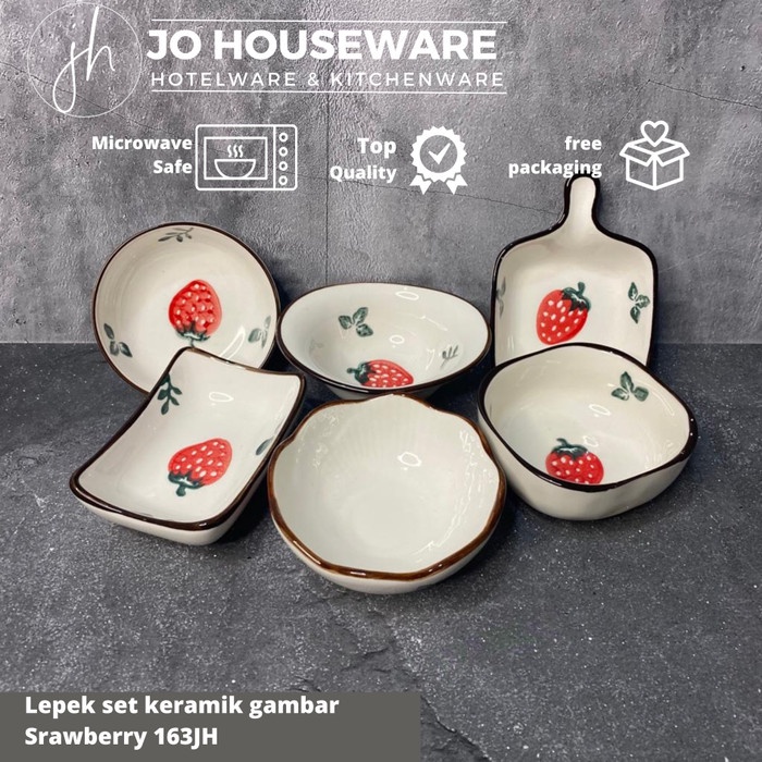 Lepek mangkok kecil keramik set gambar buah / souvenir lepek unik 163