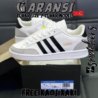 ADIDAS GRAND COURT SE WHITE BLACK┃ORIGINAL 100%┃SEPATU HITAM┃SEPATU PUTIH┃SEPATU PRIA┃SEPATU WANITA┃